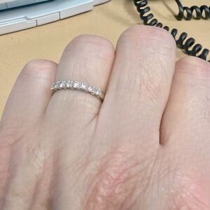 14K white gold diamond anniversary band.
